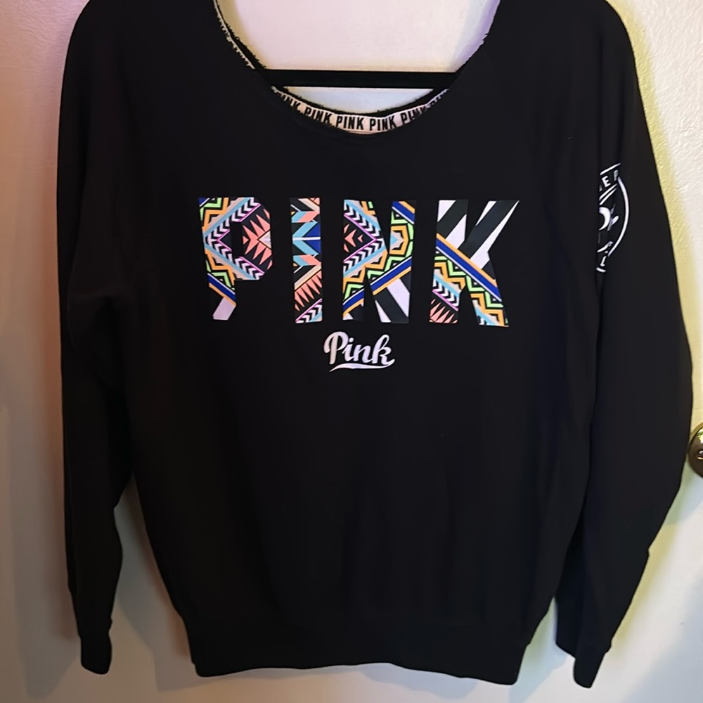 Victoria's Secret PINK Women's multi Sweatshirt off the Shoulder